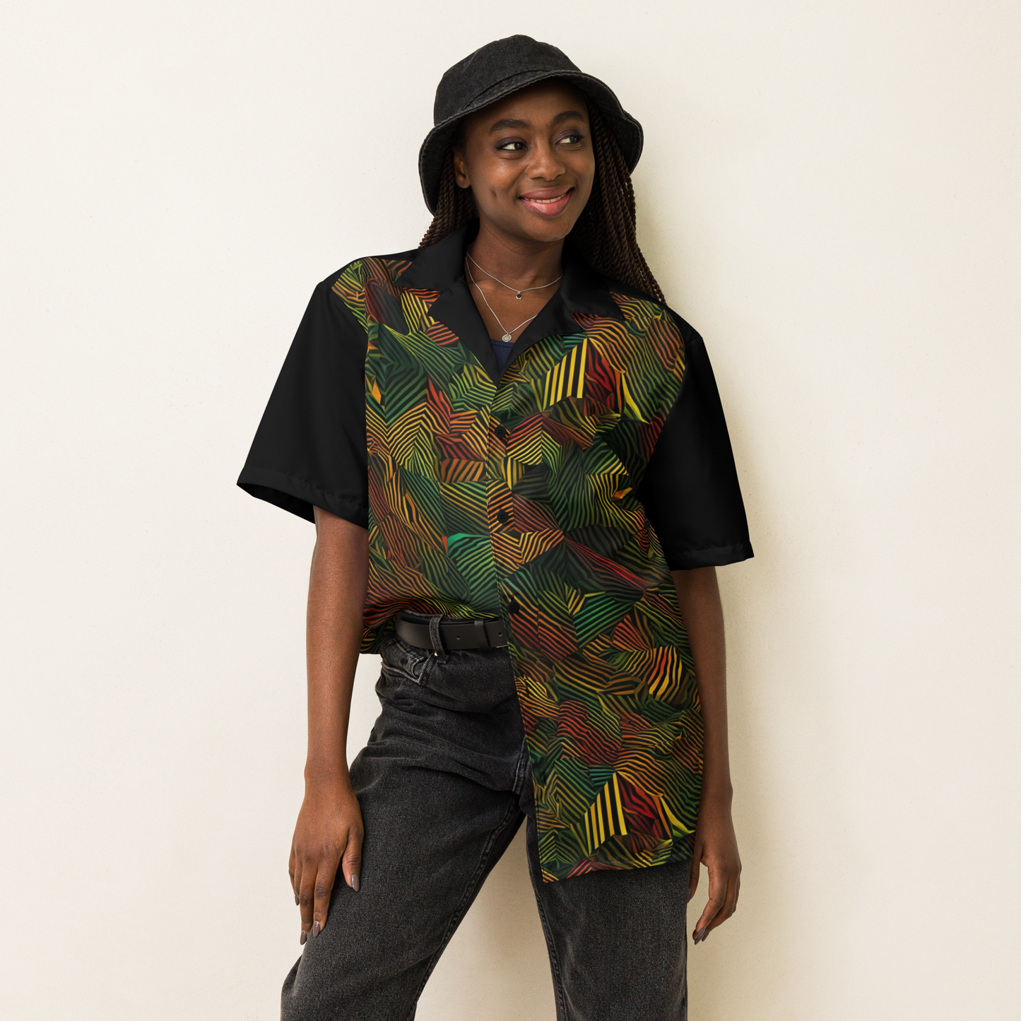 Unissex Reggae Artpsy Button Shirt